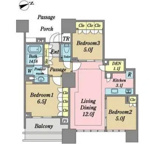 ドゥ・トゥールW棟【20階】の間取り