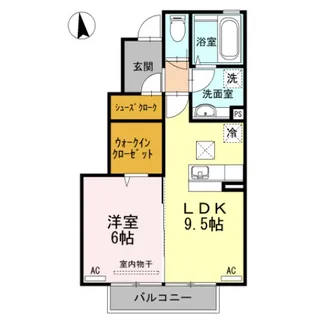 メルベーユ大和【1階】の間取り
