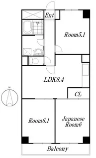 ヴィレッヂワン太平【6階】の間取り