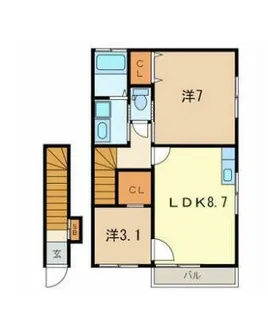 ラッキーヒルズII【2階】の間取り
