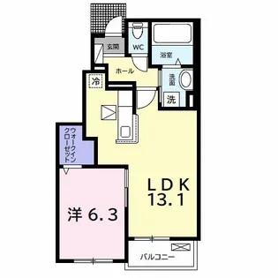 サンヴェール蔵波13【1階】の間取り