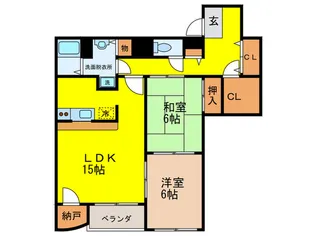 パラディ西田辺【1階】の間取り
