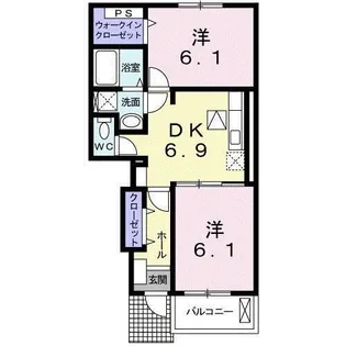 カームリーB【1階】の間取り