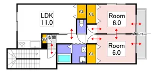 ジュネス西崎【2階】の間取り