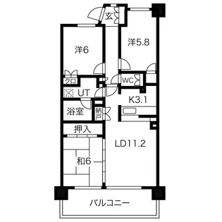 プラウド仙台広瀬川【5階】の間取り