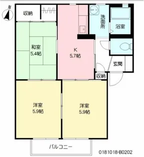 メゾン・ド・ルシオン B棟【2階】の間取り