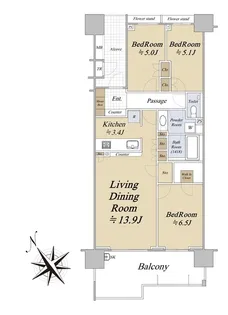 東京テラスD棟【8階】の間取り
