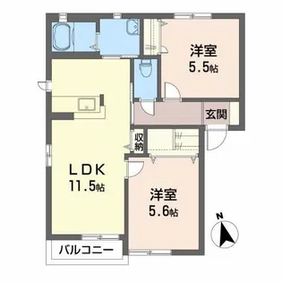 コーポ・ユーカリII【1階】の間取り