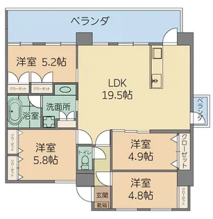 URUMAテラス【14階】の間取り