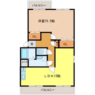 ハイツ弥風【1階】の間取り