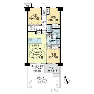 ヴェレーナ赤羽志茂プレミアテラス【1階】の間取り
