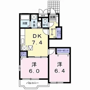 カルムコリーヌ【1階】の間取り