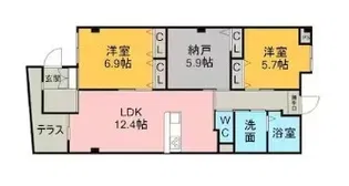 リバーサイド東洋【1階】の間取り
