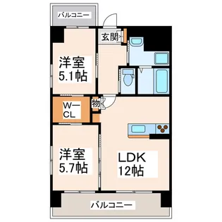 2LDKの間取り画像
