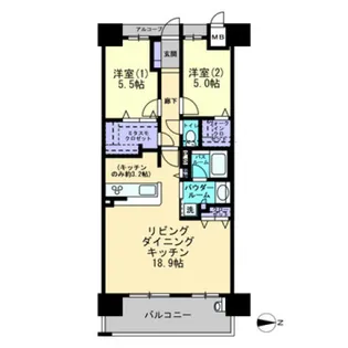 2LDKの間取り画像