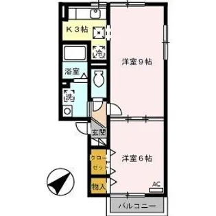 ラ・クレール薊野【1階】の間取り