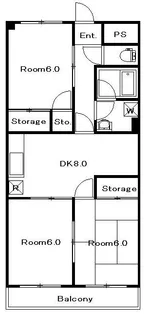 パティオ古舘B【4階】の間取り