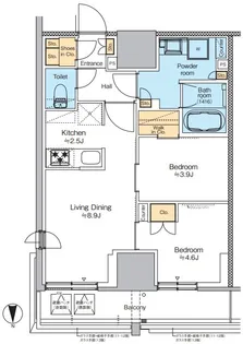 プラウドフラット四谷三丁目【13階】の間取り