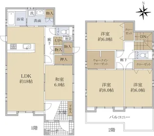 愛知県名古屋市守山区百合が丘【一戸建】の間取り