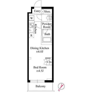 ハーモニーレジデンス新宿余丁町ザ・ガーデン【4階】の間取り