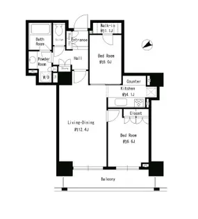 パークタワー芝浦ベイワード アーバンW【14階】の間取り