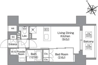 バウスフラッツ蔵前【2階】の間取り