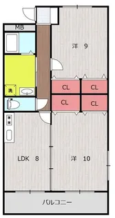リージングマンションA棟【2階】の間取り