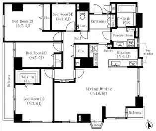 フォレスタ御苑前【4階】の間取り