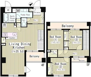 武蔵野レジデンス【5階】の間取り