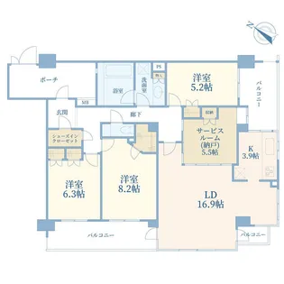 美しが丘ハイム【7階】の間取り