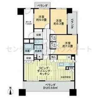 ナイスロイヤルタワー宇都宮中央【11階】の間取り