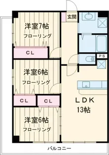 グロリア参番館【9階】の間取り