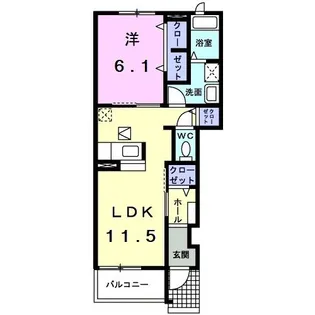 シャン・ド・フルールII【1階】の間取り