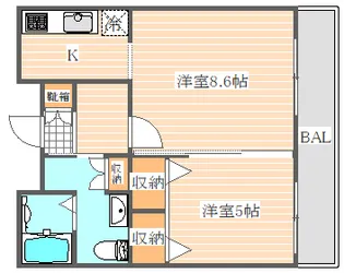 リアンシエルブルー東比恵【4階】の間取り