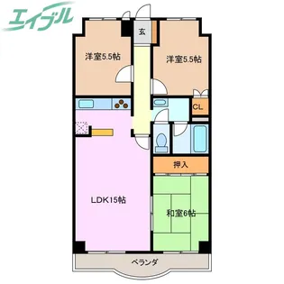 丸美ロイヤルマンションリバーパーク川原町【3階】の間取り