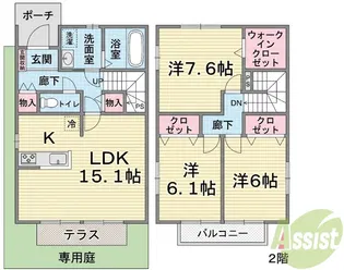 ソレイユ清水通【1階】の間取り