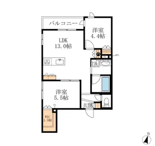 【ヘーベルメゾン】Casa Rootis【2階】の間取り
