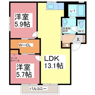 プレヴ・ナンス D【1階】の間取り