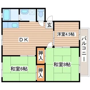 宮城県仙台市若林区中倉1【アパート】の間取り