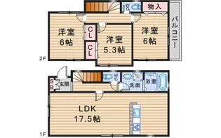 大阪府豊中市上野東2【一戸建】の間取り