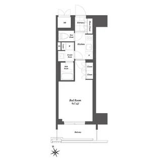 THE GATEHOUSE浅草雷門(旧ブランシエスタ浅草雷門)【3階】の間取り