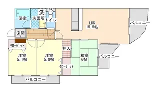 グランハイム志知【1階】の間取り