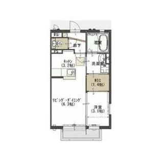 パナハイツ・カガワ【1階】の間取り