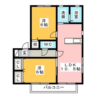 ラフィーネA(南棟)B(北棟)【2階】の間取り