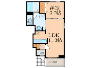 【エイブル管理】サンセールカズB棟【1階】の間取り