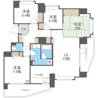 ライオンズヒルズ平岸壱番館【1階】の間取り