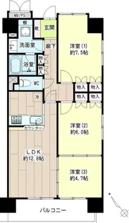 サンリバーオオモリ【14階】の間取り