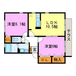 夢咲きの里B・C・F棟【1階】の間取り