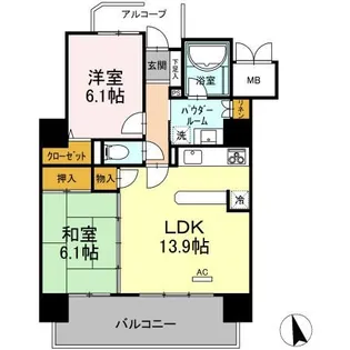D グラフォート サウスマークタワー 502号室【5階】の間取り