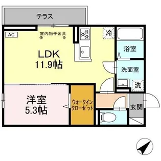 ディーシャンブル八田II【1階】の間取り